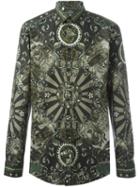 Dolce & Gabbana Carretto Siciliano Print Shirt, Men's, Size: 39, Green, Cotton