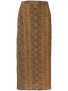Rokh Snakeskin Print Skirt - Brown