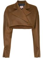 Liya Double Breasted Cropped Blazer - Brown
