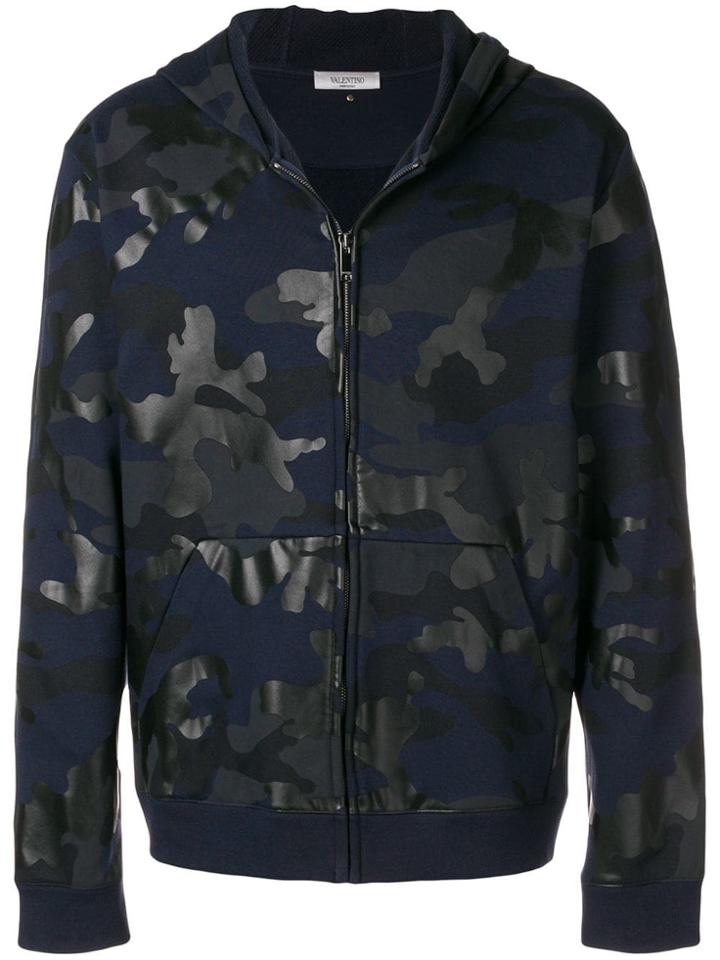 Valentino Camouflage Print Hoodie - Blue
