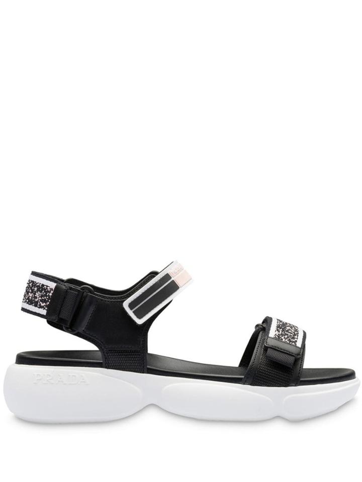 Prada Cloudbust Sandals With Knit Inserts - Black