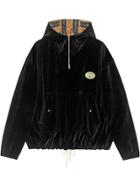 Gucci Hooded Chenille Jacket With Patch - Black