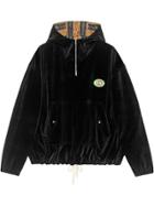 Gucci Hooded Chenille Jacket With Patch - Black