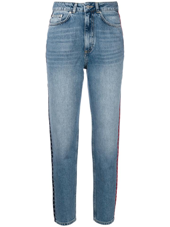Anine Bing Side Stripe High Waisted Jeans - Blue