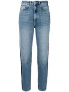 Anine Bing Side Stripe High Waisted Jeans - Blue