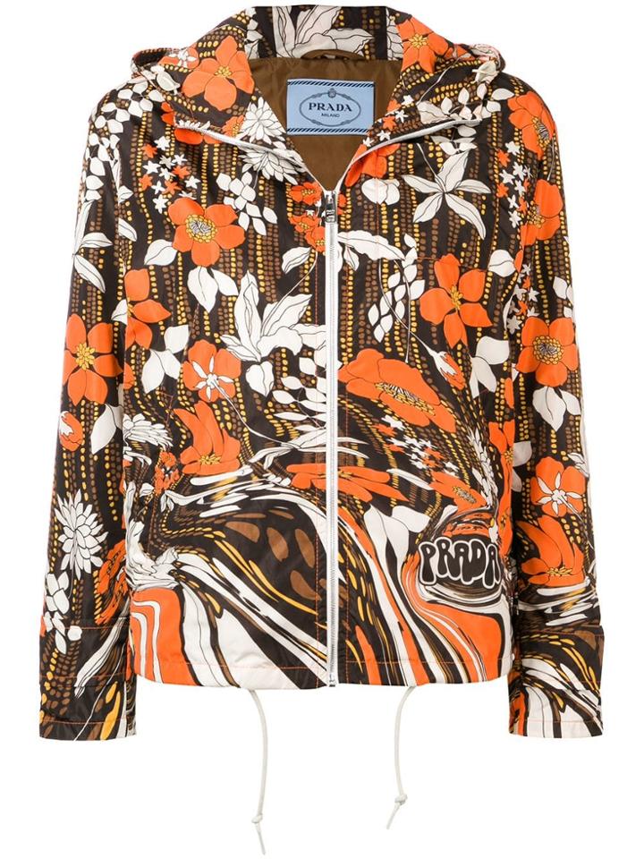 Prada Hooded Lightweight Jacket - Brown