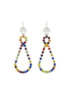 Miu Miu Multicoloured Rainbow Crystal Drop Loop Earrings - F0055