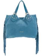Twin-set Side Fringe Logo Tote - Blue