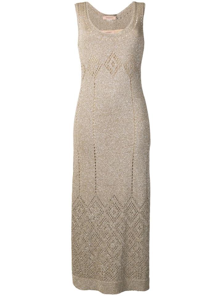 Twin-set Knitted Sleeveless Dress - Gold