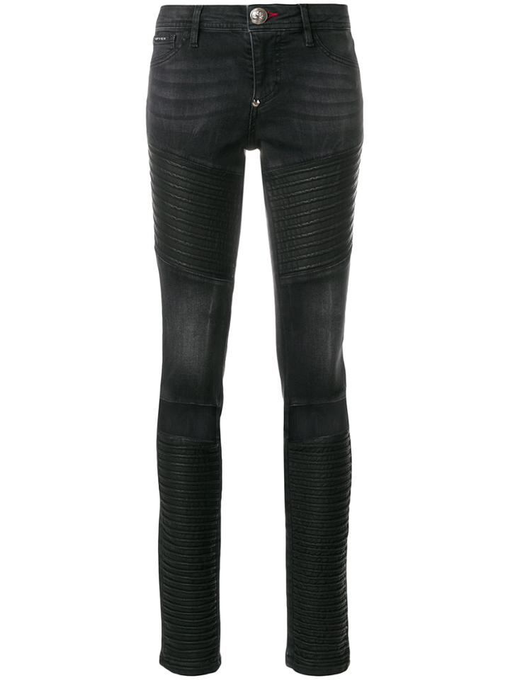 Philipp Plein Cut Out Biker Jeans - Black