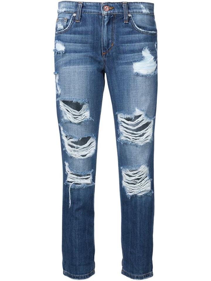 Joe S Jeans Distressed Cropped Jeans, Women's, Size: 30, Blue, Cotton/modal/spandex/elastane