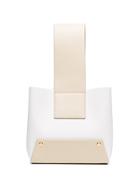 Yuzefi White And Nude Tab Leather Tote - Nude & Neutrals