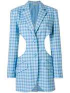 Nina Ricci Ruffle Trim Gingham-print Blazer - Blue