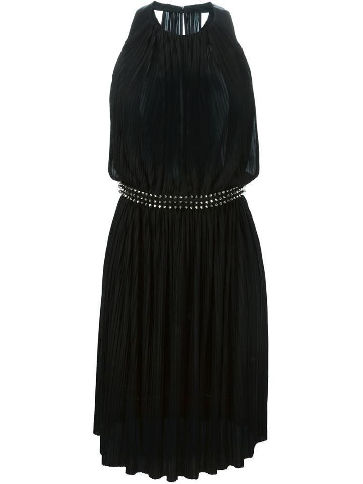 Philipp Plein Sleeveless Pleated Dress, Women's, Size: M, Black, Viscose/polyester