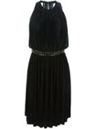 Philipp Plein Sleeveless Pleated Dress, Women's, Size: M, Black, Viscose/polyester