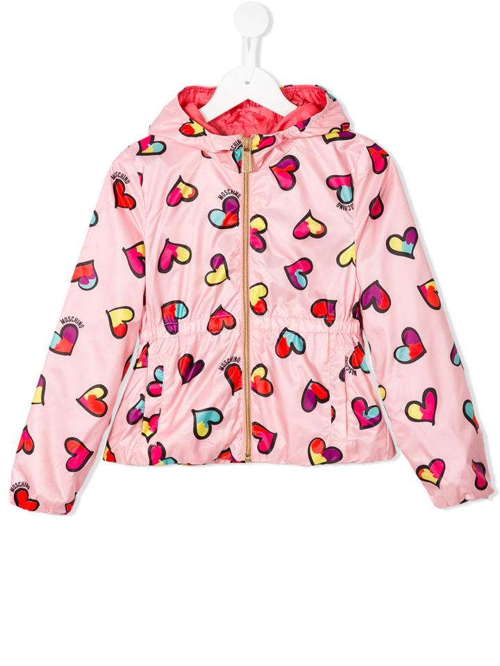 Moschino Kids Heart Print Rain Jacket, Girl's, Size: 6 Yrs, Pink/purple