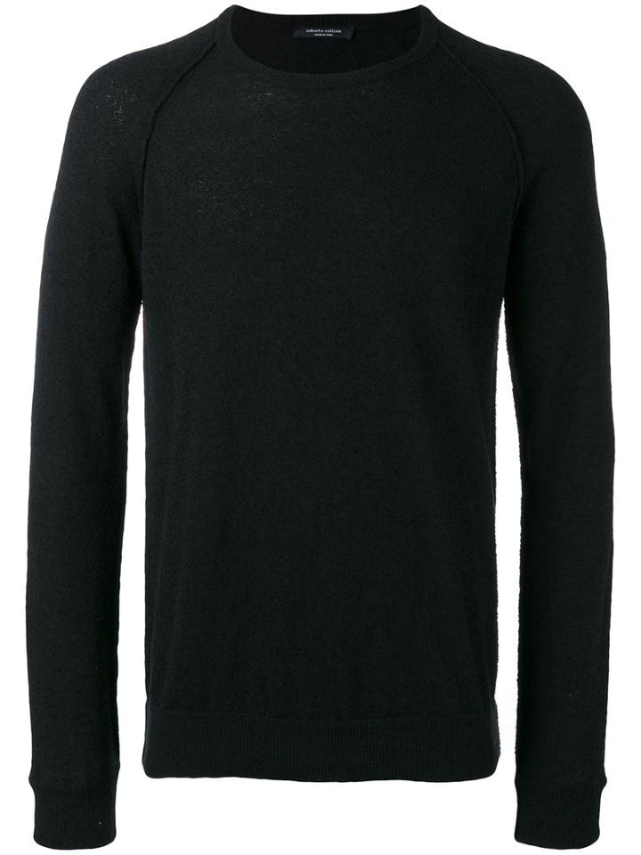 Roberto Collina Crew Neck Jumper, Men's, Size: 50, Black, Cotton/polyimide