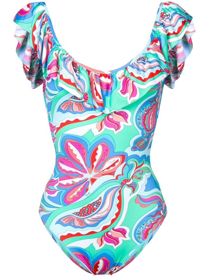 Emilio Pucci Ruffled Swimsuit - Blue