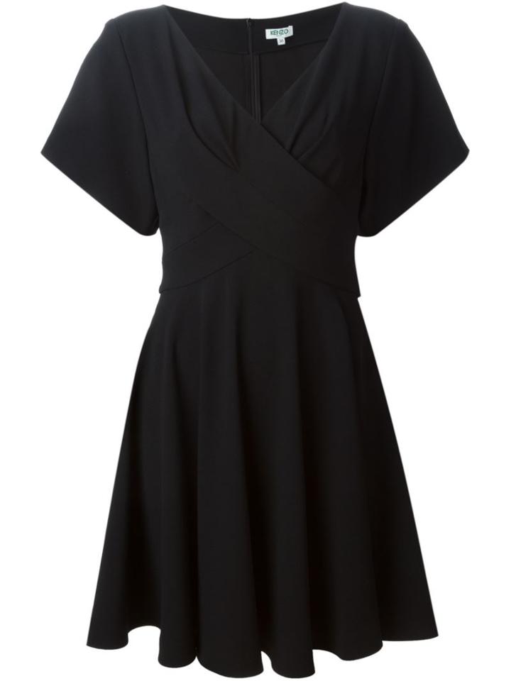 Kenzo Wrap Front Dress, Women's, Size: 40, Black, Triacetate/polyester