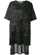 Marios Camouflage Print T-shirt Dress, Women's, Size: Small, Green, Polyester
