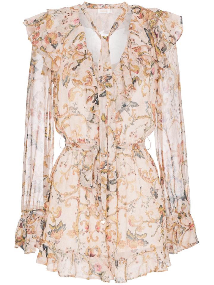 Zimmermann Painted Heart Cascade Playsuit - Yellow & Orange
