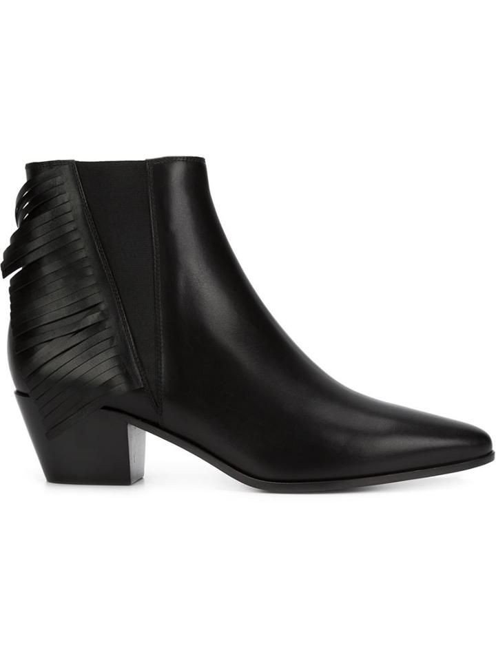 Saint Laurent Wyatt Ankle Boots, Women's, Size: 37.5, Black, Calf Leather/leather