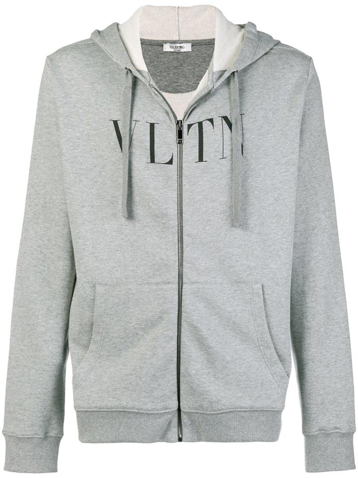 Valentino Vltn Zipped Hoodie - Grey