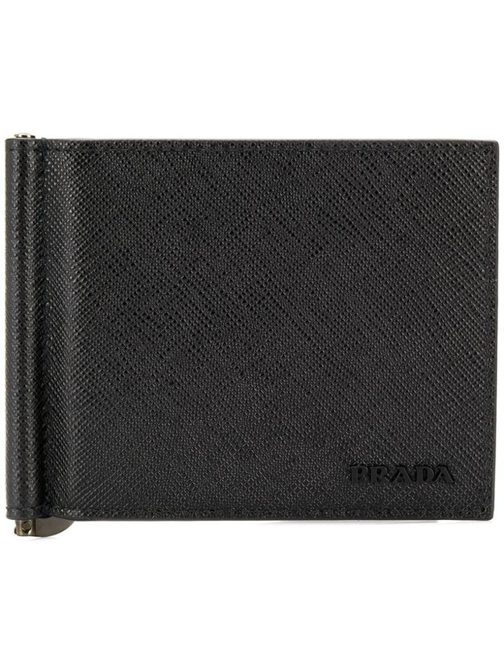 Prada Saffiano Leather Money Clip Wallet - Black