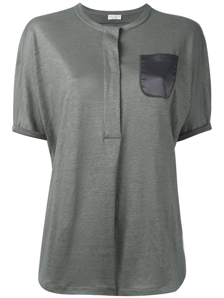 Brunello Cucinelli Loose Fit Top, Women's, Size: Large, Grey, Linen/flax/silk