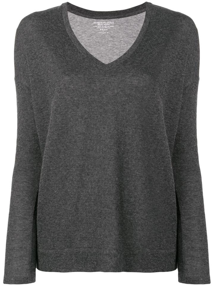 Majestic Filatures V Neck T-shirt - Grey
