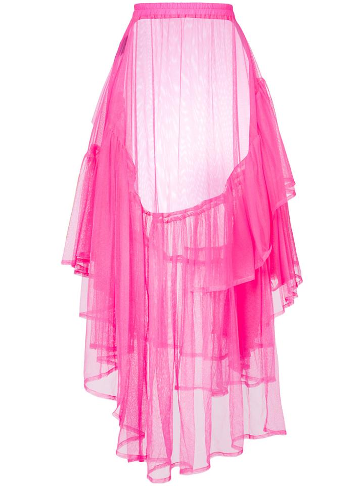 Barbara Bologna Ruffled Tulle Sheer Skirt - Pink & Purple