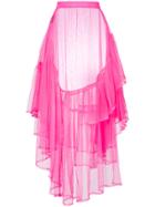 Barbara Bologna Ruffled Tulle Sheer Skirt - Pink & Purple