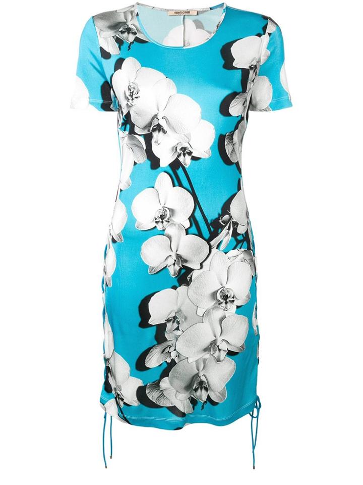 Roberto Cavalli Orchid Print Tube Dress - Blue