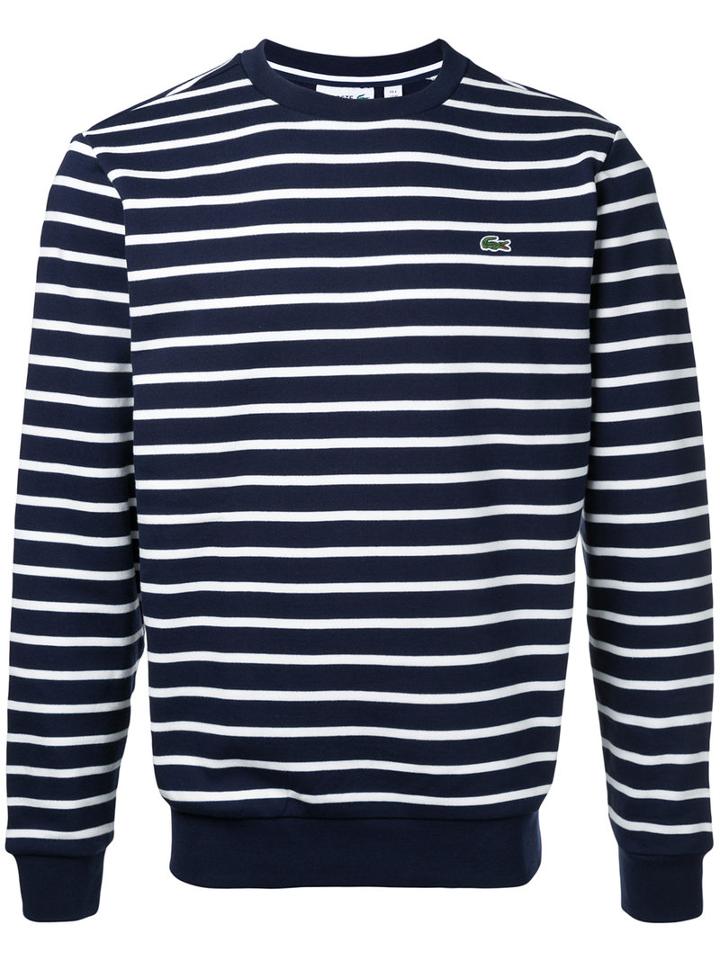Lacoste - Crew Neck Striped Sweatshirt - Men - Cotton - 5, Blue, Cotton