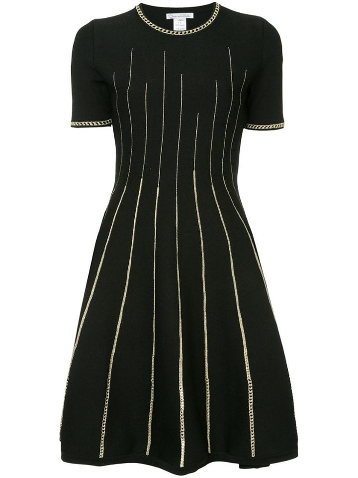 Oscar De La Renta Flared Pleated Dress - Black