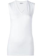 Brunello Cucinelli V-neck Tank Top, Women's, Size: Xl, White, Cotton/spandex/elastane/brass