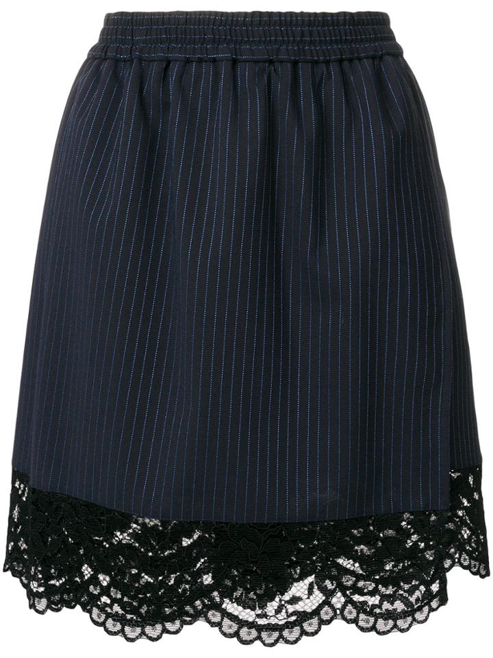 Pinko Pinstripe Skort With Lace Trim - Unavailable