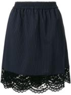 Pinko Pinstripe Skort With Lace Trim - Unavailable