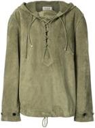 Saint Laurent Oversized Lace-up Hoodie - Green