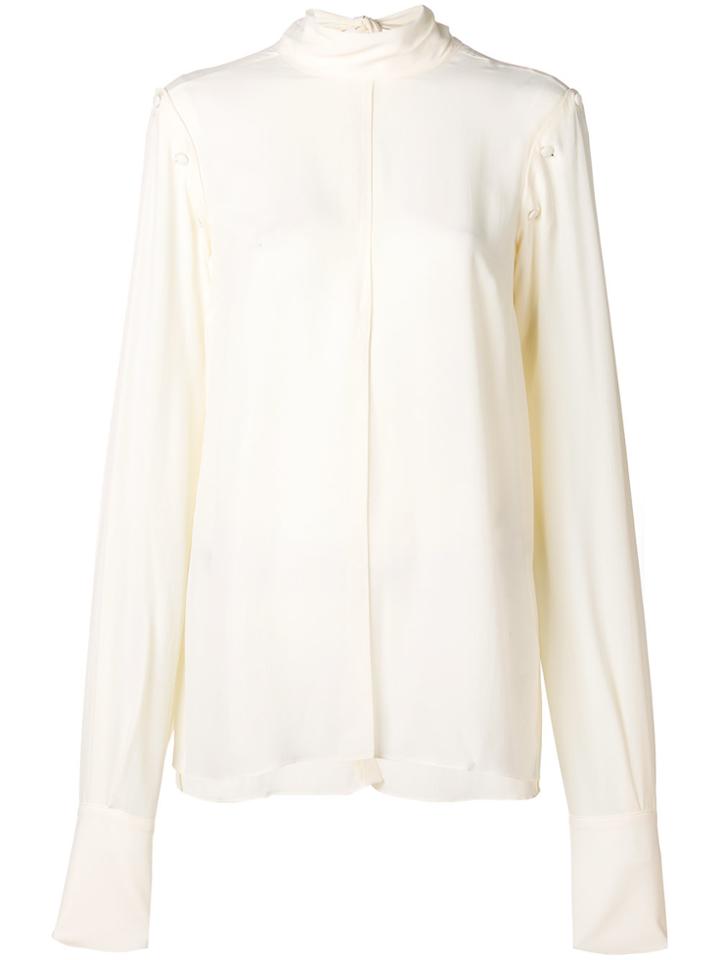 Rokh Removable Sleeve Back Tie Blouse - Nude & Neutrals