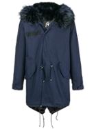 Furs66 Hooded Fur Trim Parka - Blue
