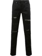 Saint Laurent Distressed Slim Fit Jeans, Men's, Size: 31, Black, Cotton/spandex/elastane