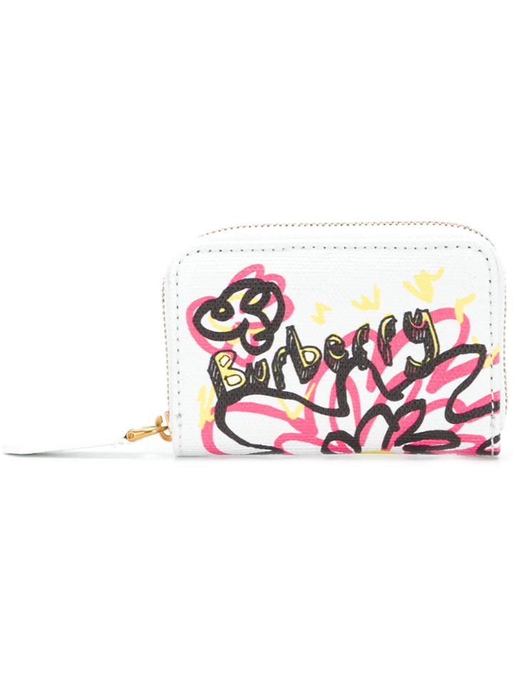 Burberry Logo Printed Purse - White