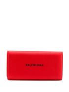 Balenciaga Everyday Thin Money Logo Wallet - Red