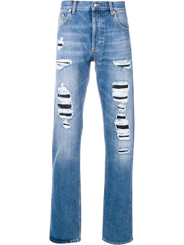 Alexander Mcqueen Distressed Slim Fit Jeans - Blue