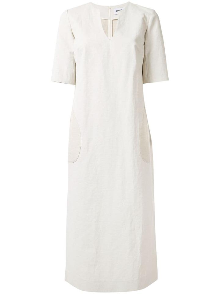 Partow Contrast Pocket Midi Dress - White