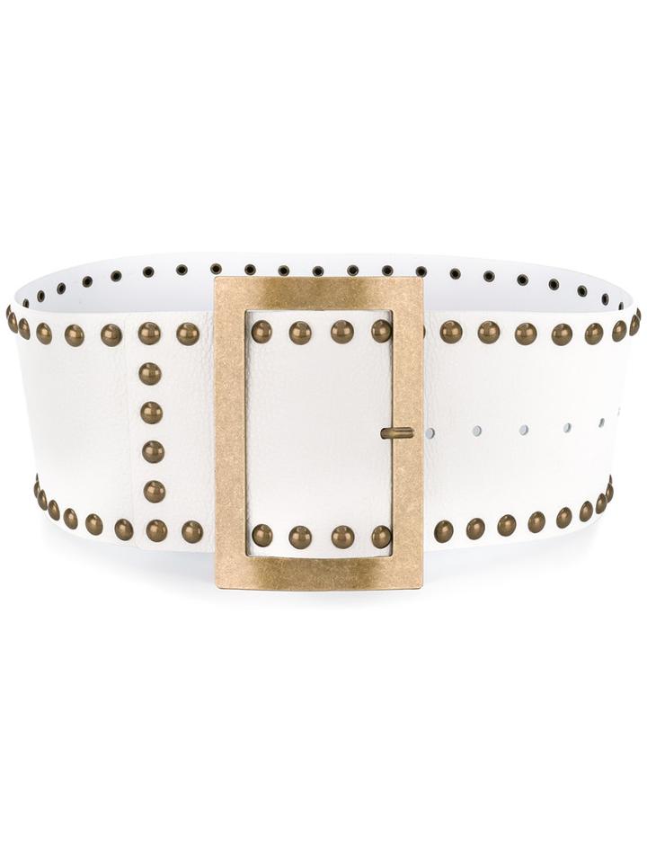 Philosophy Di Lorenzo Serafini - Studded Large Belt - Women - Leather/metal (other) - S, Women's, White, Leather/metal (other)