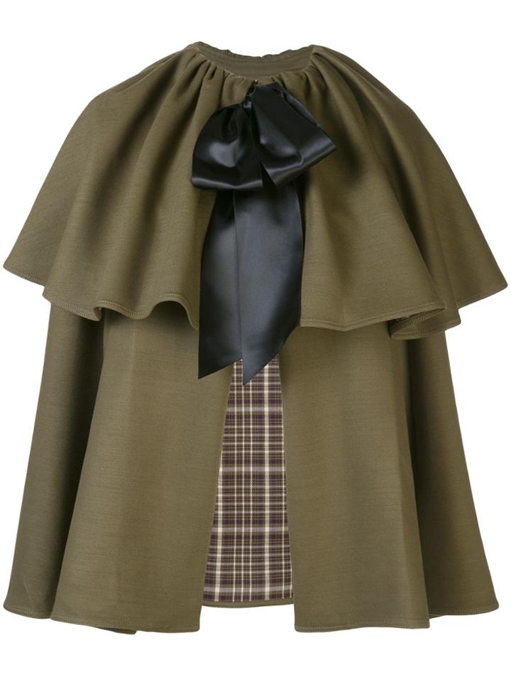Adam Lippes Bow Fastening Cape - Green