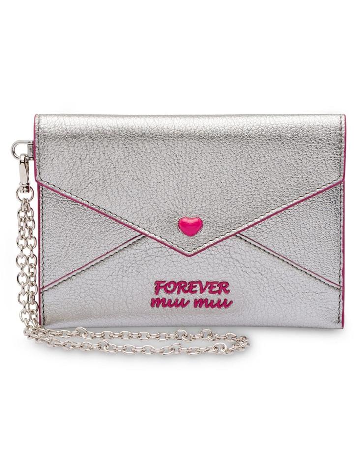 Miu Miu Madras Love Envelope Wallet - Silver