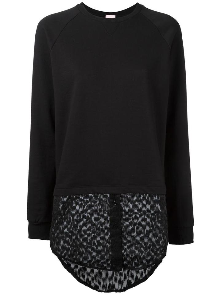 Giamba Shirt Panel Sweatshirt, Women's, Size: 44, Black, Cotton/polyester/acetate/wool